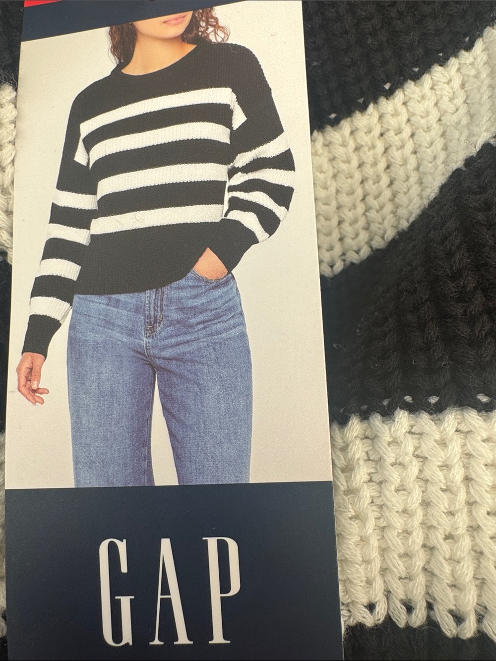 GAP Black and White Striped Knit Sweater